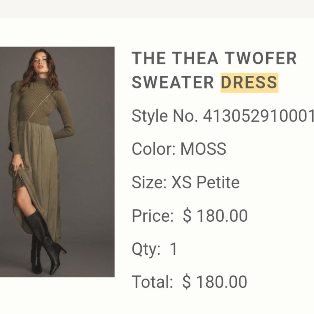 Anthropologie The Thea Twofer Sweater Dress in Moss